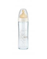 NUK Pirmā izvēle Classic - stikla pudelīte ar 1.izmēra (0-6mēn) lateksa knupīti, 240ml