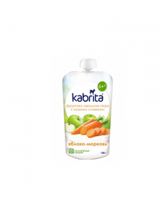KABRITA Ābolu un burkānu biezenis ar saldo krējumu no kazas piena, 100g