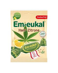 EM-EUKAL konfektes ar C vitamīnu, bez cukura, kaņepe un citrons, 75 g