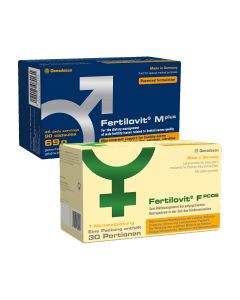 FERTILOVIT F PCOS pulveris un kapsulas, N90 + FERTILOVIT M Plus kapsulas, N90