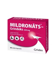 MILDRONĀTS-GRINDEKS 250 mg cietās kapsulas, N40