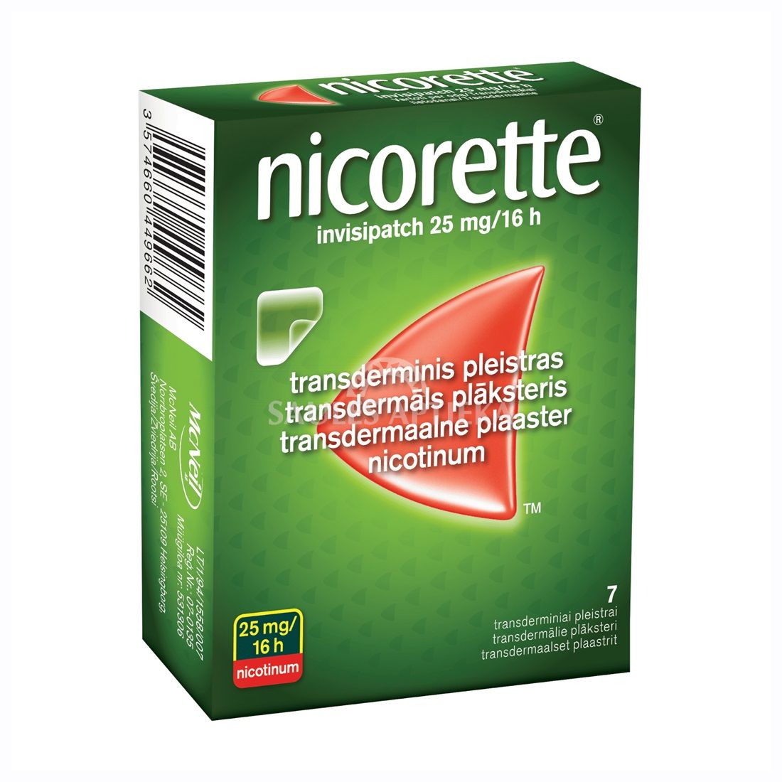 Nicorette invisipatch 25 mg/16 h transdermāls plāksteris