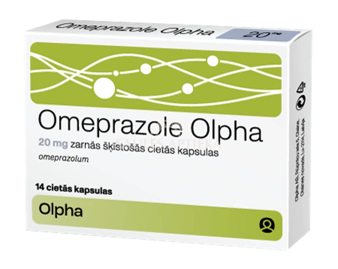 Omeprazole Olpha 20 mg zarnās šķīstošās cietās kapsulas