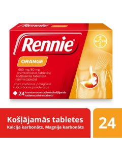 RENNIE Orange 680 mg/80 mg košļājamās tabletes, N24