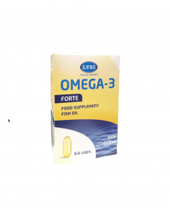 LYSI Omega-3 Forte - uztura bagātinātājs, 64 kapsulas 